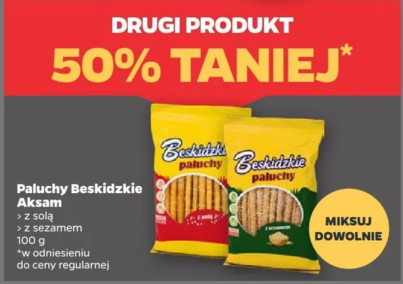 Paluszki Beskidzkie Aksam z solą / z sezamem promocja w Netto