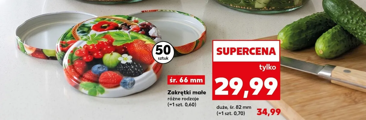 Zakrętki do słoików małe śr. 66 mm 50-pak promocja w Kaufland