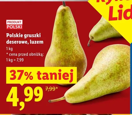 Gruszki deserowe luzem promocja w Lidl