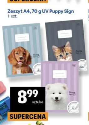 Zeszyt A4 70 g UV Puppy Sign promocja w Delikatesy Centrum