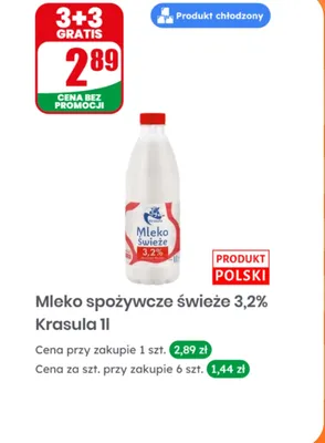 Mleko spożywcze świeże 3,2% Krasula promocja w Dino