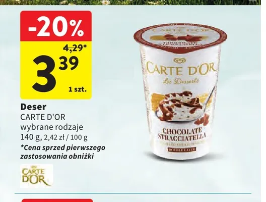 Deser Carte D'Or Les Desserts Chocolate Stracciatella promocja w Intermarche