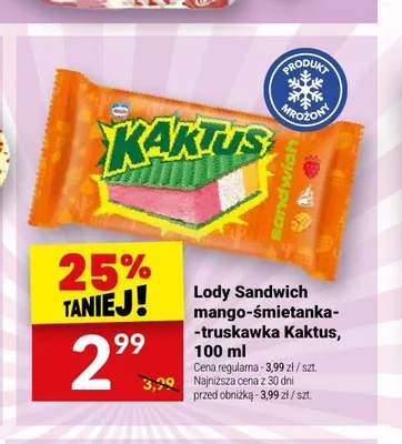 Lody Sandwich mango-śmietanka-truskawka Kaktus promocja w Twój Market