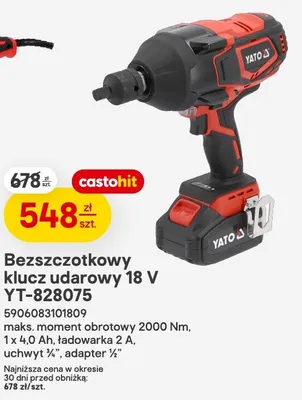 Bezszczotkowy klucz udarowy 18 V YT-828075 promocja w Castorama