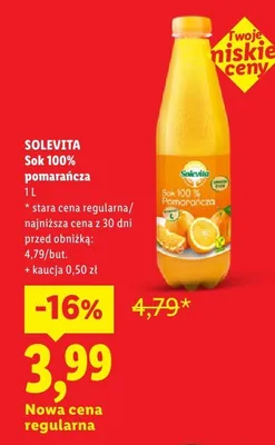 Sok 100% pomarańcza Solevita promocja w Lidl