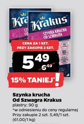 Szynka krucha Od Szwagra Krakus plastry promocja w Netto