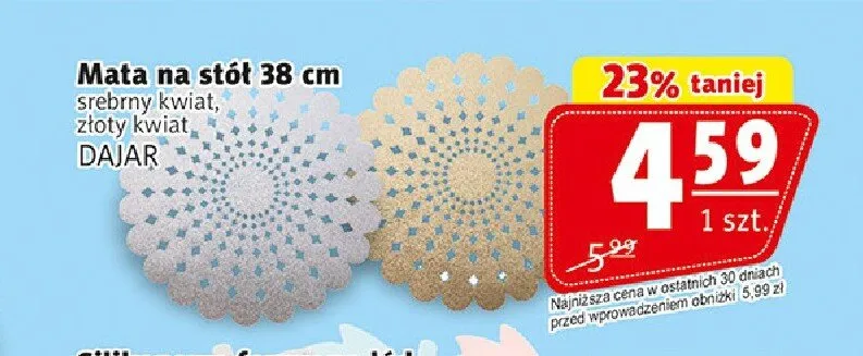 Mata na stół 38 cm Dajar promocja w Prim Market