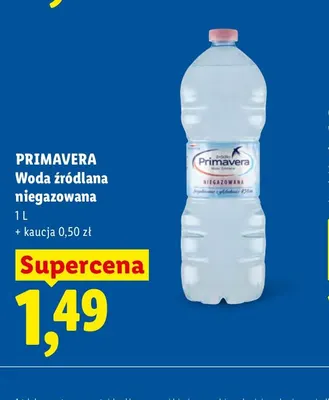 Woda źródlana niegazowana Primavera promocja w Lidl