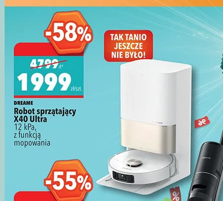 Robot sprzątający DREAME X40 Ultra 12 kPa z funkcją mopowania promocja w Biedronka