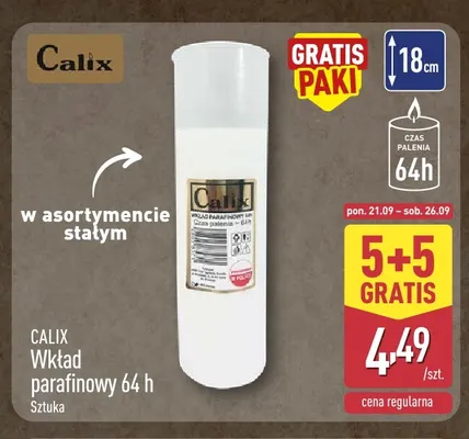Wkład parafinowy 64 h Calix promocja w Aldi