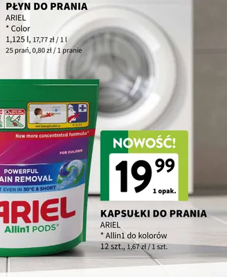 Kapsułki do prania Allin1 do kolorów Ariel promocja w Intermarche