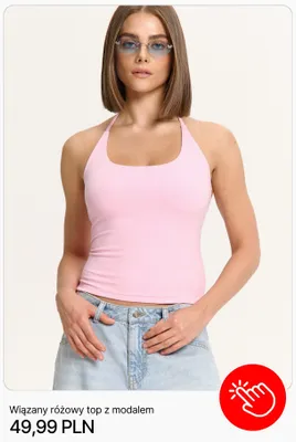 Top damski wiązany różowy z modalem Cropp promocja w Cropp