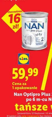Mleko następne Nestlé Nan Optipro Plus 2 po 6 m-cu promocja w Lidl