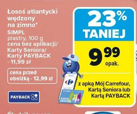 Łosoś atlantycki wędzony na zimno plastry promocja w Carrefour