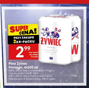 Piwo Żywiec Premium 4-pak 500 ml promocja w Twój Market