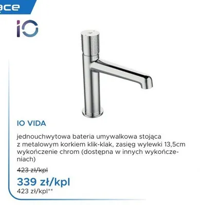 Bateria umywalkowa stojąca IO Vida chrom promocja w Blu Salony Łazienek