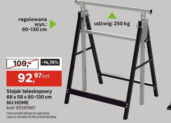 Stojak teleskopowy 68 x 58 x 80-130 cm promocja w Leroy Merlin