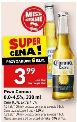 Piwo Corona Extra 4,5% promocja w Twój Market