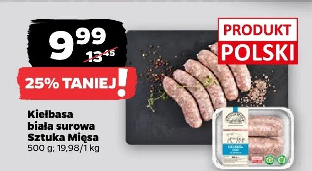 Kiełbasa biała surowa promocja w Netto