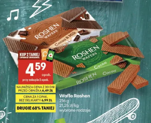 Wafle Cocoa & Milk Roshen promocja w Delikatesy Centrum