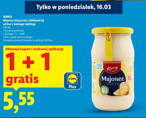 Majonez klasyczny z żółtkami jaj od kur z wolnego wybiegu promocja w Lidl
