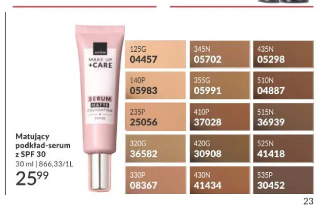 Matujący podkład-serum z SPF 30 Avon promocja w AVON