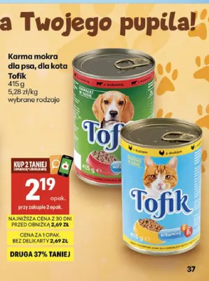 Karma mokra dla psa Tofik promocja w Delikatesy Centrum