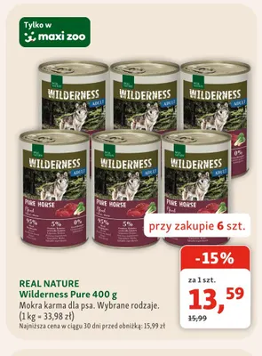 Mokra karma dla psa Real Nature Wilderness Pure promocja w MAXI ZOO
