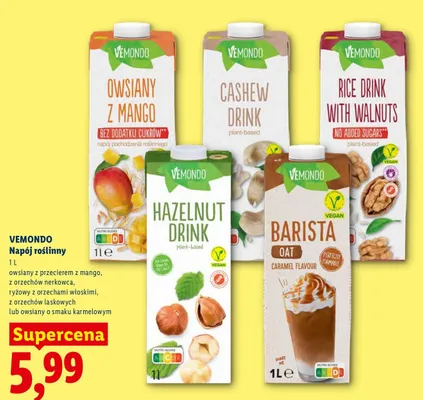 Napój owsiany Barista o smaku karmelowym Vemondo promocja w Lidl