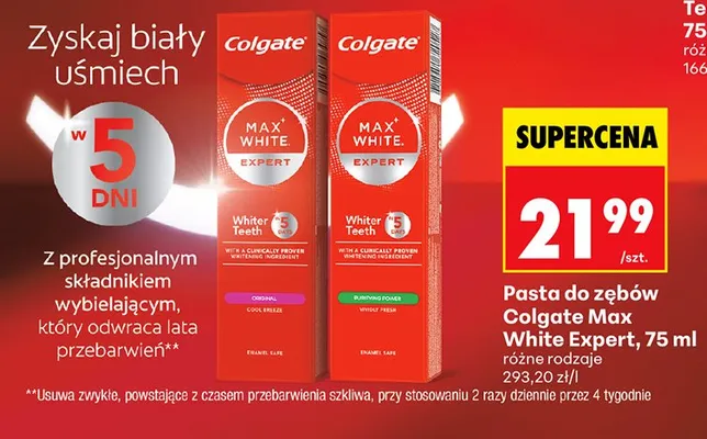 Pasta do zębów Colgate Max White Expert promocja w Biedronka