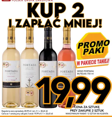 Wino czerwone Portada Dry promocja w Kupiec