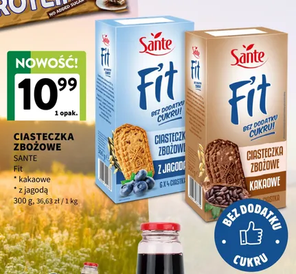 Ciasteczka zbożowe Sante Fit z jagodą promocja w Intermarche