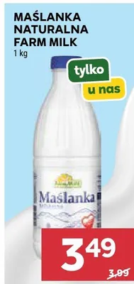 Maślanka naturalna Farm Milk promocja w Stokrotka