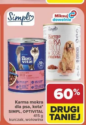 Karma mokra dla kota Opti Vital kurczak w sosie promocja w Carrefour