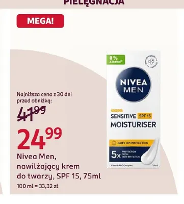 Nawilżający krem do twarzy SPF 15 Nivea Men promocja w Rossmann