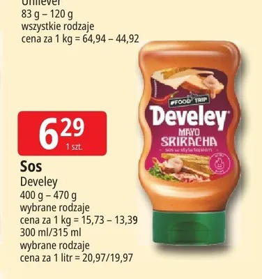 Sos Develey Mayo Sriracha promocja w Leclerc
