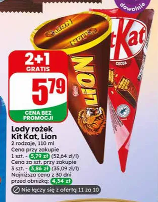 Lody rożek Kit Kat promocja w Dino