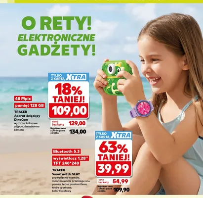 Aparat dziecięcy TRACER DinoCam 48 Mpix pamięć 128 GB promocja w Kaufland