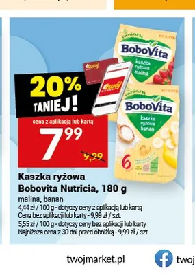 Kaszka ryżowa BoboVita malina promocja w Twój Market