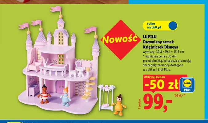 Drewniany zamek Księżniczek Disneya Lupilu promocja w Lidl