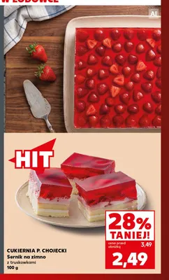 Sernik na zimno z truskawkami Cukiernia P. Chojecki promocja w Kaufland