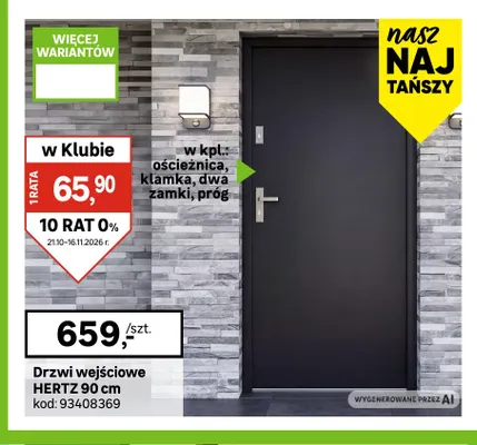 Drzwi wejściowe Hertz 90 cm promocja w Leroy Merlin