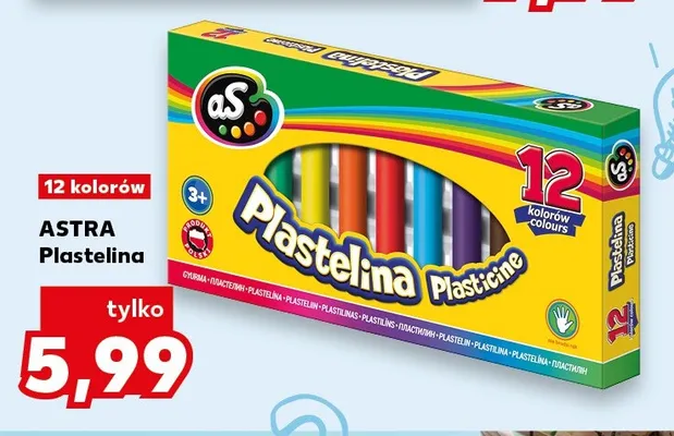 Plastelina Astra 12 kolorów promocja w Kaufland