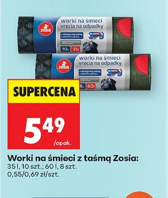 Worki na śmieci z taśmą Zosia 35l promocja w Biedronka