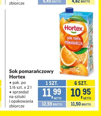 Sok pomarańczowy Hortex 6-pak 2 l promocja w Makro