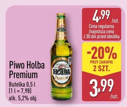 Piwo Holba Premium promocja w Aldi