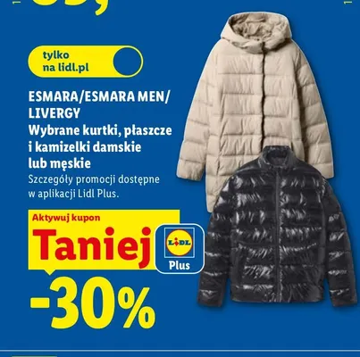 Kurtki, płaszcze i kamizelki damskie lub męskie Esmara/Esmara Men/Livergy promocja w Lidl
