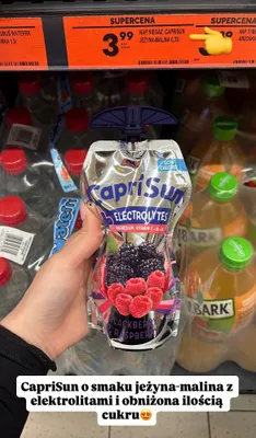 Napój niegazowany jeżyna-malina z elektrolitami promocja w Biedronka