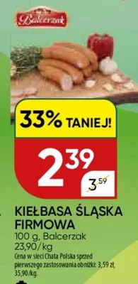Kiełbasa śląska firmowa promocja w Chata Polska