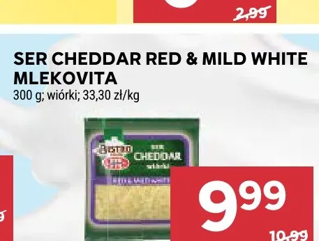 Ser cheddar Red & Mild White wiórki Mlekovita promocja w Stokrotka